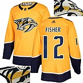 Predators #12 Fisher Gold With Special Glittery Logo Adidas Jersey,baseball caps,new era cap wholesale,wholesale hats